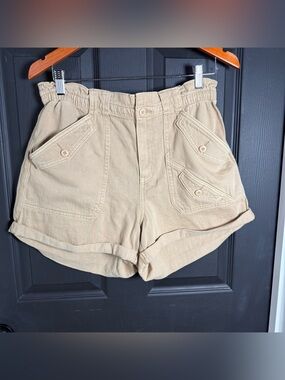 American Eagle Outfitters Tan High-Waist Button Pocket Shorts